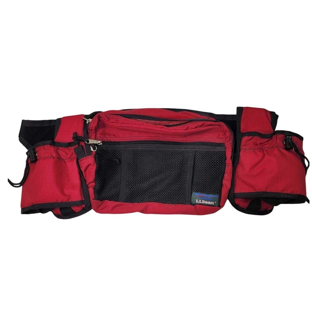 LL BEAN Red‎ Canvas Multi Sport Fanny Pack Bag Hiking Vintage